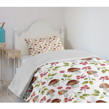 Forest Elements Fungus Bedspread Set