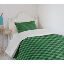 Diagonal Tartan Green Bedspread Set