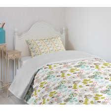 Fresh Spring Foliage Line Bedspread Set