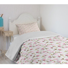 Magnolia Flower Pattern Bedspread Set