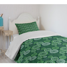 Green Dotted Pattern Bedspread Set