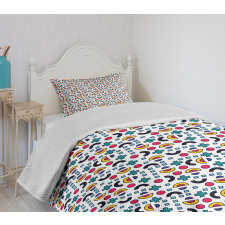 Half Circles Plus Sign Bedspread Set