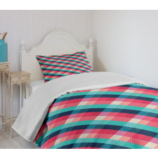 Diagonal Grid Rhombuses Bedspread Set