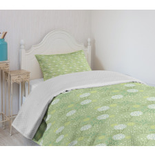 Pale Foliage Leaves Bedspread Set