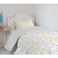 Pastel Toned Mushrooms Bedspread Set