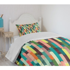 Colorful Grunge Stripes Bedspread Set