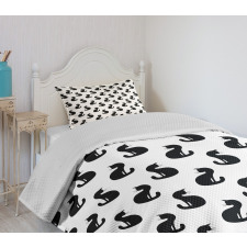 Silhouette of a Kitten Bedspread Set