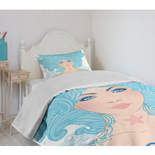 Blue Woman Bedspread Set