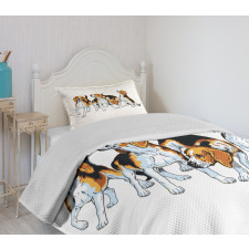 4 Beagle Hounds Play Bedspread Set