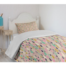 Hand Drawn Raindrops Motif Bedspread Set