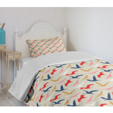 Pelicans Silhouettes Bedspread Set