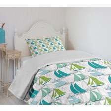 Sailing Boat Theme Bedspread Set