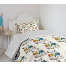 Funny Birds with Glasses Bedspread Set