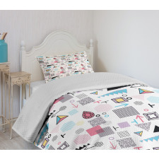 Memphis Cubes Arrows Bedspread Set