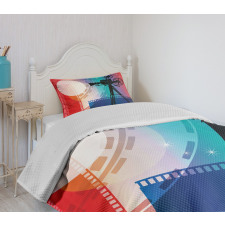 Movie Reel Vintage Motif Bedspread Set