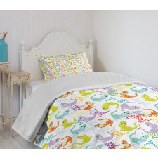 Friendly Cartoon Dragons Bedspread Set