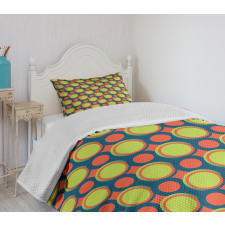 Orange and Green Circles Bedspread Set