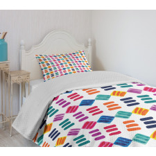 Watercolor Squares Lines Bedspread Set