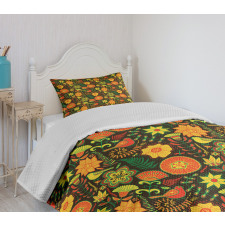 Ornate Birds Flowers Bedspread Set