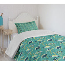 Ocean and Colorful Animals Bedspread Set