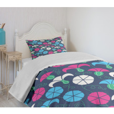 Colorful Bindweed Motif Bedspread Set