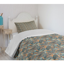 Leaves with Paintbrush Bedspread Set