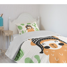 Llama in Hat Smiling Bedspread Set