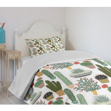 Succulents Flower Pots Bedspread Set