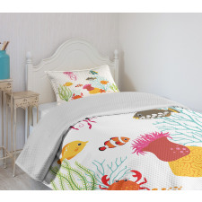 Cartoon Underwater Coral Bedspread Set