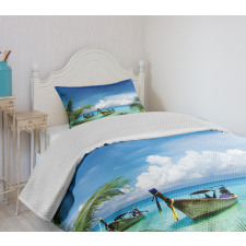 Palm Beach Fishing Boats Bedspread Set