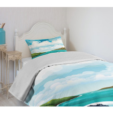 Waves Islands Blue Sky Bedspread Set