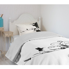 Bird Lily Petals Bedspread Set