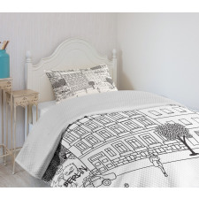 Monochrome Berlin Square Bedspread Set