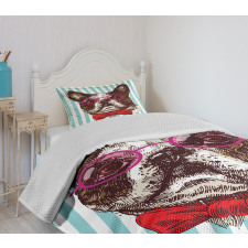 Pop Art Bulldog Sketch Bedspread Set