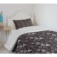 Scribble Leaves Artwork Bedspread Set