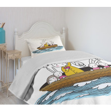 Cartoon Hares Hedgehog Bedspread Set