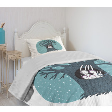 Rabbits Birds Snowfall Bedspread Set