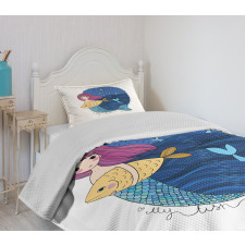 Mermaid Fish Night Sea Bedspread Set