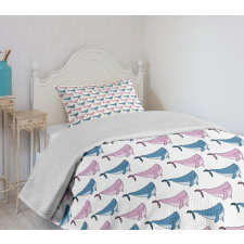 Swimming Happy Fish Sea Bedspread Set