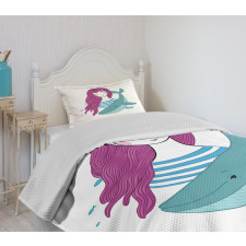 Teen Girl with a Whale Bedspread Set