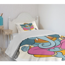 Hand Drawn Animals Bedspread Set