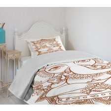 Asian Figure Symbol Boho Bedspread Set