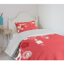 Lanterns on Sakura Tree Bedspread Set