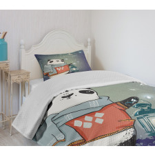 Panda Bear Winter Night Bedspread Set