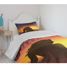 Young Woman at Beach Bedspread Set