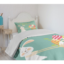 Smiling Bunny Eggs Bedspread Set