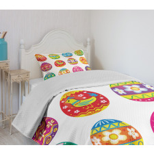 Colorful Eggs Flowers Bedspread Set