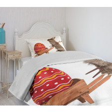 Easter Rabbit Brushes Bedspread Set