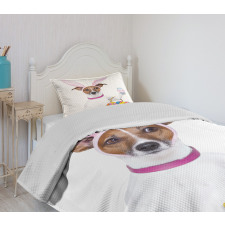 Dog as Easter Bunny Bedspread Set
