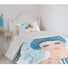 Lady Blue Hair Bedspread Set